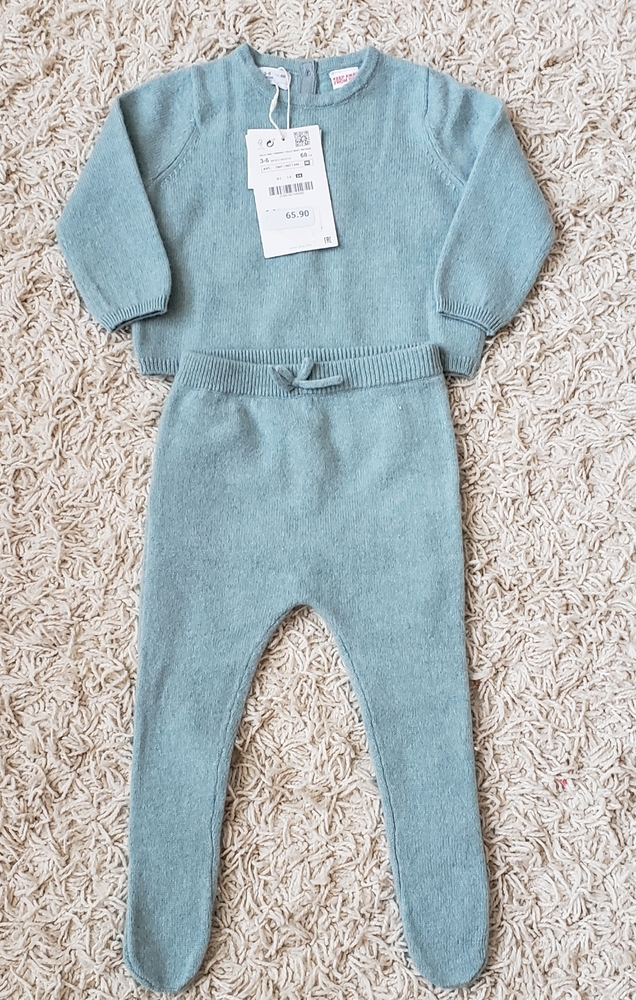 Zara Kids Two-Piece Knit Set in Light Teal